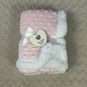 Parent's Choice Pink White Baby Blanket Minky Dot Sherpa Plush Lovey